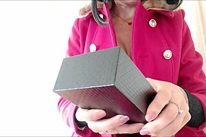 stepmom, find your christmas gift under the tree with toys and gaping