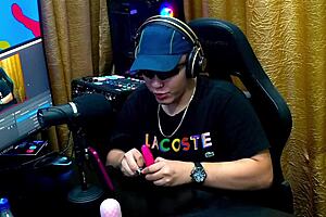 Ruan interviews sexy Brazilian milf in podcast with vibrator on nipple