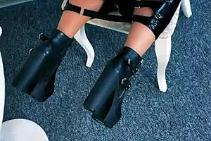 worship your mistress's ass in latex and heels, housewife with fake tits begs for taboo fetish