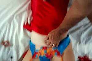 French Amateur in Satin Lingerie Gets Deepthroat and Spanking POV