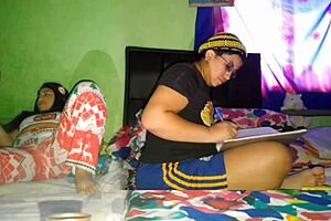 Mature Woman Masturbates While Stepsister Studies