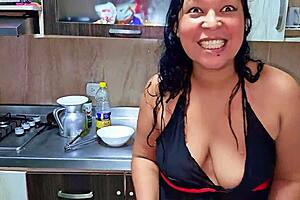 squirting orgasm in the kitchen in front of my stepson, horny stepmom here! 😈