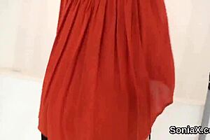 Unfaithful British MILF Lady Sonia showcases her big boobs in reality setting