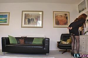 Heeled redhead tastes european mature lesbian fingering