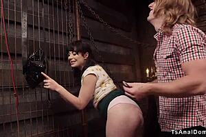 kinky tranny step mom assfucks teen friend in threesome