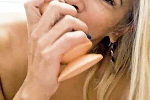 Inserting dildo in bathroom?