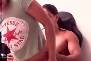 Horny wife fucks another guy while husband works.