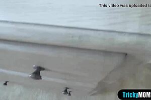 deviant stepson tricks stunning milf stepmother into masturbation