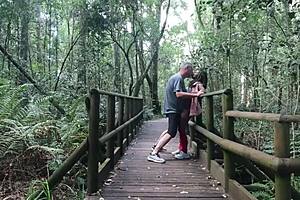 Passionate sex in Eden's garden, hearts racing as we nearly get caught.