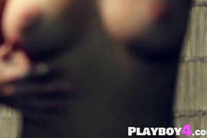 big tits blonde milf exposes body before posing in lingerie