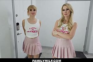 FamilyMilf Features A Blonde Stepmom And Her Stepson's Girlfriend In A Threesome.