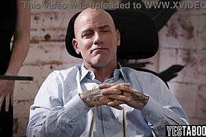 Mature stud rails milf secretary doggystyle in front of stepson.