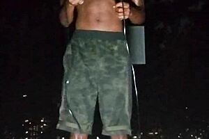 Park interview with mature woman during photoshoot