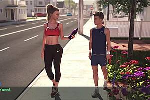 Жена и мачеха бегут трусцой в парке