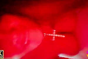 Hot husband cums in lingerie with muscular milf