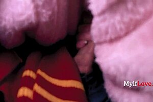 Skinny milf in costume says, 'I love elder wands in this Potter parody.'