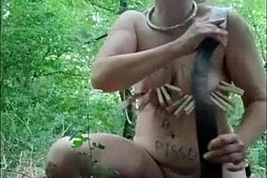 Look at this slave humiliated in the forest!
