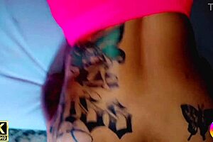 Hot husband cums in lingerie with muscular milf