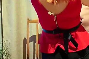 my teacher in red dress showed her pussy and we fucked