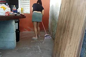 Curvy Brazilian maid grabs boss big cock for intense pussy licking and moaning fuck at home