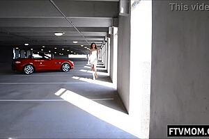 A milf accidentally flashes her panties in public while wearing heels and a skirt.