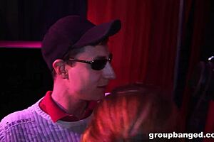 red room gangbang with spitting cumshots and doggystyle group action