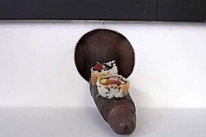 big tit lesbian milfs try sushi glory hole