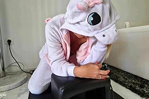 Milf Wearing Unicorn Costume And Riding With Sybian