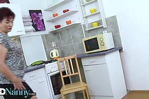 i'm so horny watching oldnanny's hairy pussy get wet in striptease