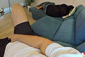 Stepmother Lies Down to Stepson Without Panties for Taboo Fun?