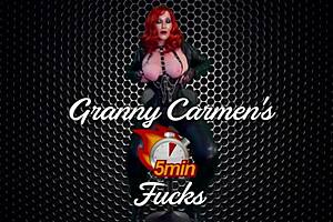 Granny Carmen's Blonde Bombshell Session with Stick and Dick for Multi-Orgasmic Fucking