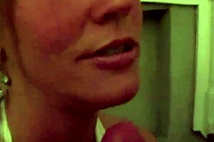 hey, this hot blonde slut in glasses is draining my dick of jizz?