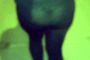 Look at this mature street whore flashing her thong in transparent leggings outdoors.