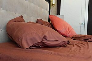 Stepmom straps on dildo to punish stepdaughter with lesbian femdom sex. Curly haired teen moans during tight pussy licking and kissing.