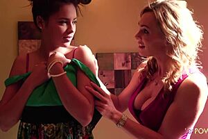 Stranded Brunette Model Meets Bold Lesbian MILF with Big Tits