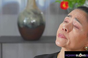 so our tv package sucked but asian stepmom blew my package with sloppy ball licking