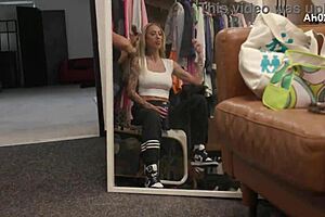 Behind the scenes, Angie Bloom gets rough anal.