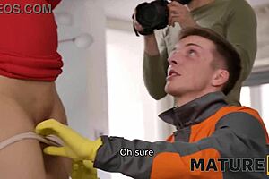 Can Mature Czech Seduce Repairman Into Shaved Pussy Backstage Boning?