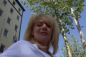 Is this German blonde milf really masturbating during her casting interview?