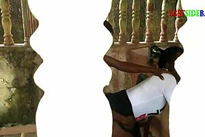 i caught my ebony wife bent over riding big black cock outdoor with landlord