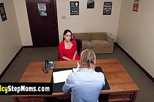 Busty mature slut's interview turns sexual?