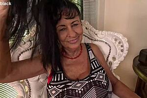 Chubby Woman Masturbates In Nude Oil Shine Pantyhose