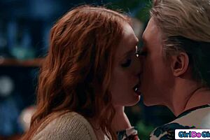 redhead's nipples pulled while facesitted by busty milf 😈