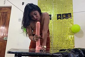 New Year's Eve party turns into a group sex event with three women and one man.