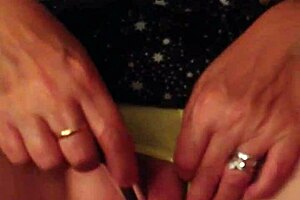 Look at this milf in yellow panties getting her pussy fingered so good.