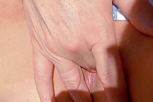 Mature Woman Fingers Hairless Pussy in Early Morning Homemade Close-Up