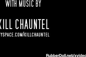 latex lover rubberdoll strap-on bangs rubber painted lady