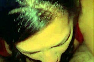 Quick sloppy blowjob with deepthroat from curvy milf brunette