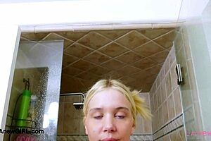 Elegant Shy Blonde Participates In Photoshoot Casting Interview On Sofa After Shower