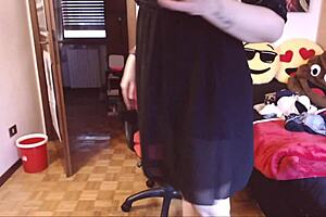 Does Your Italian Stepmother Masturbate to Crazy Orgasms at Desk?